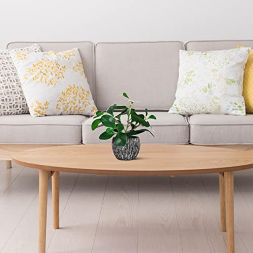 Lorydeco Artificial Potted Plants, Real Looking Fiddle Leaf Fake Plant With Pot, Plastic Watercress Leaves Small Faux Trees With Cement Planter, Greenery Plant Table Decor For Home Indoor #TOP6