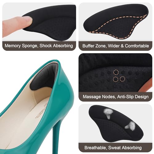 Image of 6 Pairs Heel Cushions Inserts for Loose Shoes, Heel Pads Grips Liner Snugs, Filler Improved Shoe Fit and Comfort, Prevent Too Big Shoes from Slipping,Heel Pains frictions and Blisters (Black)