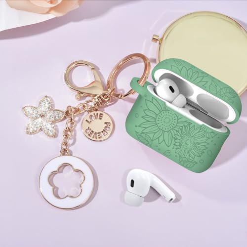 Image of Case for Airpods Pro 1st 2nd Generation - VISOOM Airpods Pro 1 /2 Cases Cover Women Silicone iPod Pro 2 Earbuds Wireless Charging Case Girl Bling Keychain for Apple Airpod Gen Pro 2