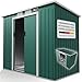 Juskys Metall Gerätehaus M 4 m³ mit Fundament, 213 x 130 x 173 cm, Geräteschuppen mit Pultdach & Schiebetür, Stahl Gartenhaus Garten Schuppen, grün