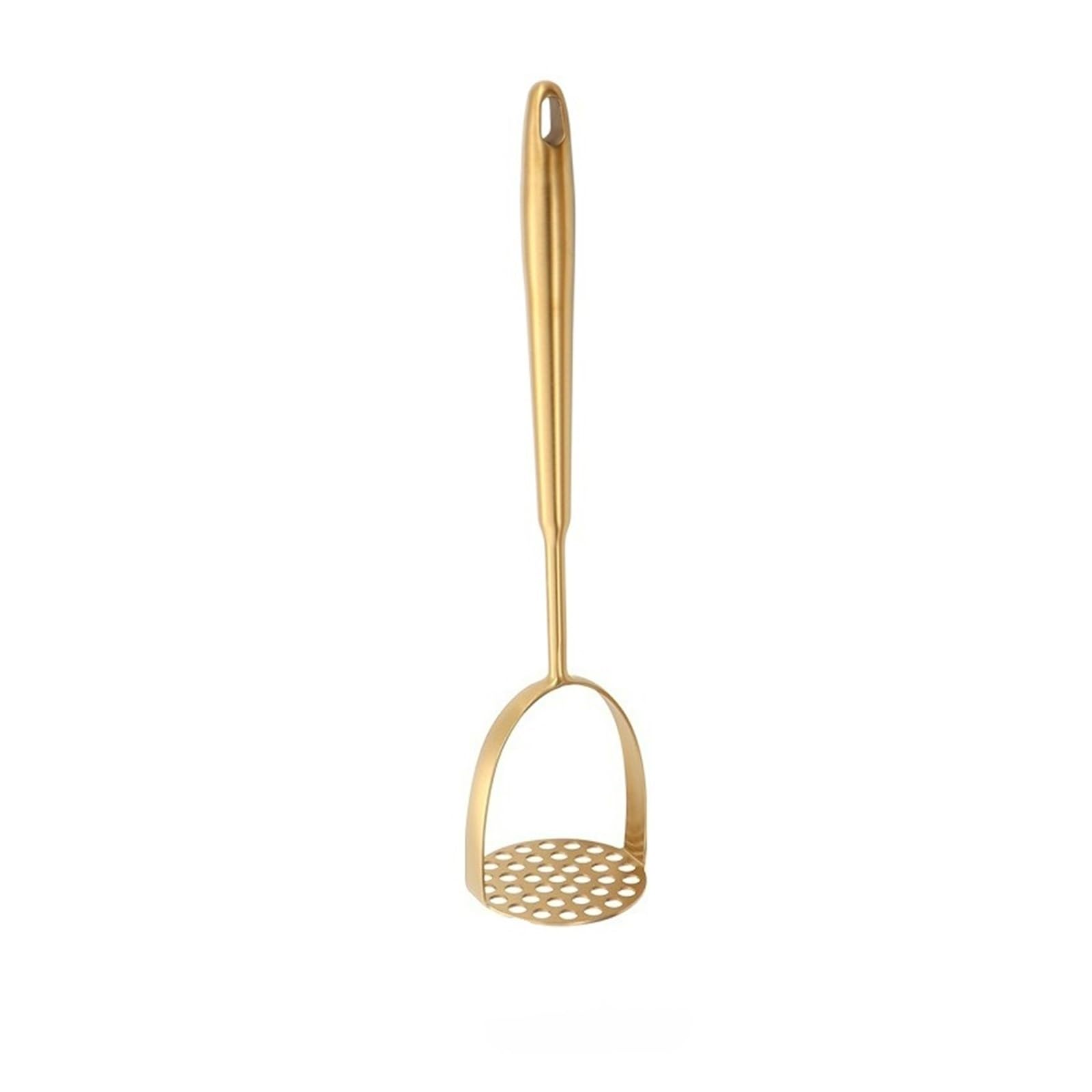 Edelstahl-Kartoffelstampfer, Press- und Maische-Haushaltsküchengerät for Kartoffelpüree(Gold L)