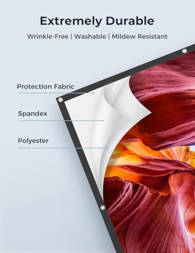 Image of Aurzen 120-Inch Projector Screen, 16:9 4K HD, Foldable Anti-Crease, Portable Double-Sided Screen for Indoor /Outdoor Home Theater & Backyard, White (120 inches)