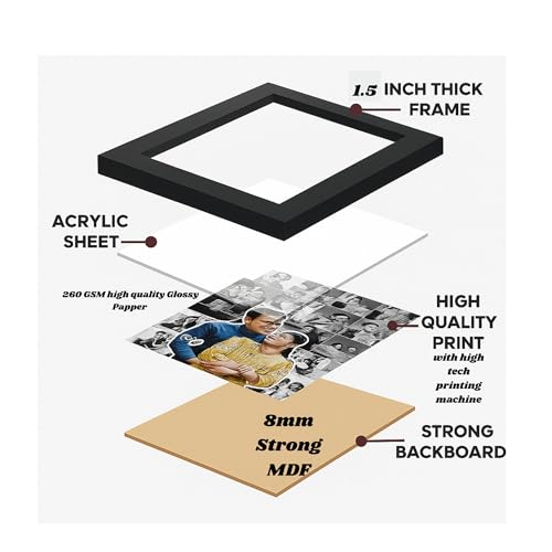 Image of Customized Rectangular Photo Frame with A3 Size Single Photo Upload | Personalized Gift for Birthday, Anniversary, Wedding, Couples, Friend | (,Black,12X18)