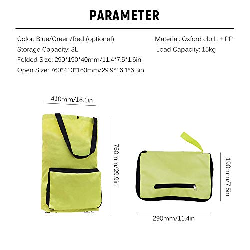 Carrinho de Compras de Tecido, Dobrável com Rodas, Reútilizavél