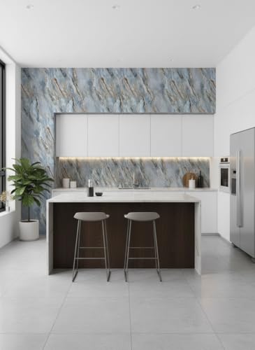 Image of VKR Waterproof Peel and Stick Vinyl Wallpaper | Self Adhesive Furniture Covering Sheet for Kitchen Countertops, Tables, Shelves & Wardrobes (Grey, Pack of 1)