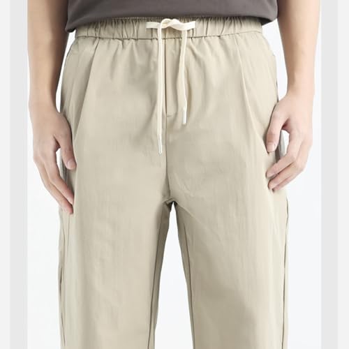 Men's Lightweight Casual Loose Trousers Drawstring Ice Silk Summer Long Sweatpants3