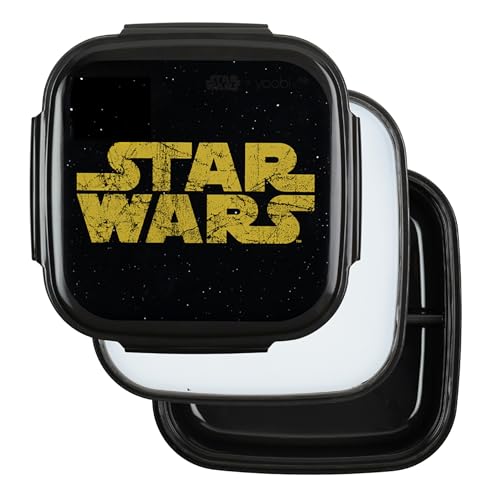 Yoobi – Star Wars X Classic Black Bento Box and Ice Pack or Kids & Tweens – 3 Compartment Lunch Box, Dishwasher & Microwave Safe – BPA & PVC Free, Leakproof