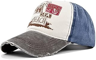 YULOONG Summer Baseball Cap Vintage Trucker Cap Washed Denim Beach Pattern Outdoor Sun Hat 100% Cotton for Man Women