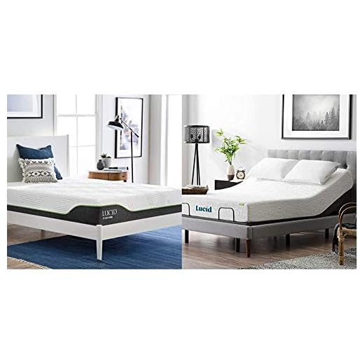 LUCID 10-Inch Latex Hybrid Mattress - King & L300 Bed Base 5 Minute Assembly Adjustable, Twin XL, Charcoal