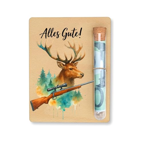 Geldgeschenk Verpackung Jäger Geschenke Set Mit Reagenzglas Und Holzkarte 11x13 Cm Lustige Geschenke Für Männer Papa Geschenk Kreative Geschenkidee Für Männer Und Frauen Jagd Zubehör Präsent