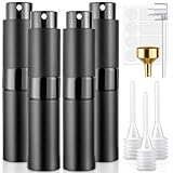 ZCJROEFA 8ML Travel Perfume Atomizer 4 Pack - Refillable Leak Proof Spray Bottles for Fragrance & Essential Oils, Portable Mini Sprayer Set, Christmas Gift (Matte Black)