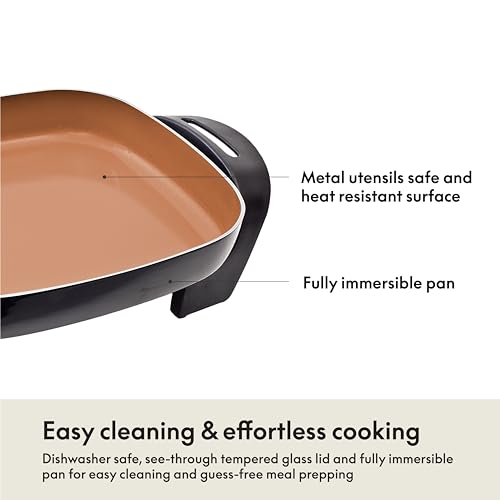 image for BELLA Electric Skillet and Frying Pan with Glass Lid, Nonstick Coating