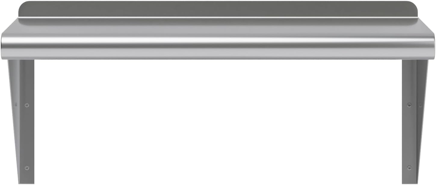 Stainless Steel Wall Shelf | 24" Long 12" Deep | Metal Shelving | Garage, Laundry, Storage, Utility Room | Restaurant, Kitchen | Food Prep | NSF Certified