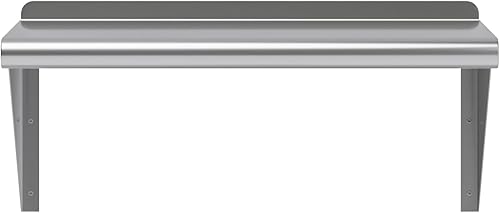 Vista 370 de AmGood Estante de pared de acero inoxidable de 60 pulgadas de largo x 8 pulgadas de profundidad Certificado NSF Estantería de metal