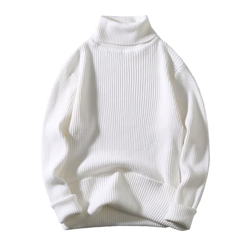 Maiyifu-GJ Turtleneck Pullover Sweaters for Men Thermal Casual Knitted Sweaters Long Sleeve Slim Fit Basic Tops