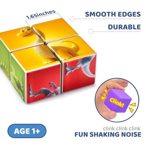 Image of Pairez Toys Magnetic Blocks for Toddlers, Dinosaur Toys Puzzle Cubes for Kids, Sensory Toys for Kids Ages 1-3 Year Old Boys & Girls, 6 Dinosaur Building Ideas