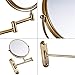 WVQIJEVLK Adjustable Makeup Mirror, 8 inch Double Sided Shaving Magnifying, Wall Mounted Bathroom Extendable Cosmetic Vanity Mirrors,Brass,5X(Brass,3X)