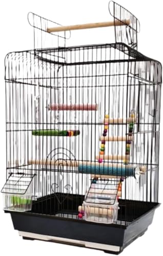 Ambety 鳥かご 鳥ケージ バードゲージ 鳥小屋 組立式 セキセイ ボタン 文鳥 鳥かご 鳥中型 バードセキセイインコ鳥小屋 複数飼い 天窓餌入れ 引き出しトレイ ハンドルブラン おもちゃ付き オ オカメ コザクラ マメルリハ ウロコ アキクサ ペット