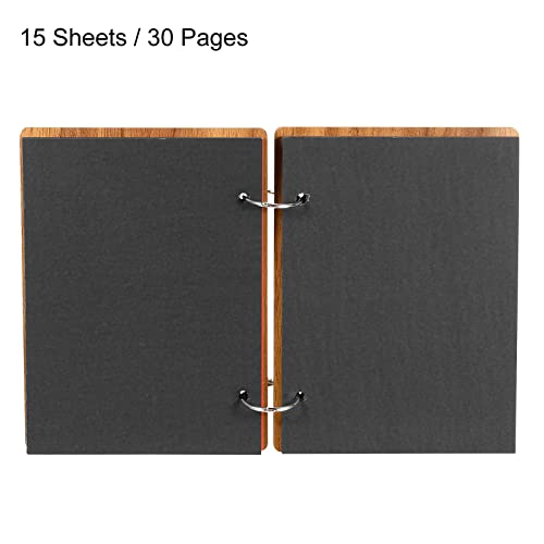 Patikil Wooden Scrapbook Album, 1Pcs 6 X 4 Inch Scrapbook Photo Album, Guest Book Diy Memory Book With 15 Black Pages, For Christmas Anniversary Birthday Gift ,Wooden #TOP2