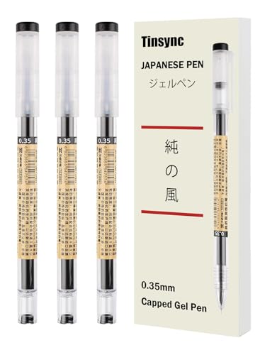 3 bolígrafos gel japoneses 0.35mm punta extra fina negros miniatura 1