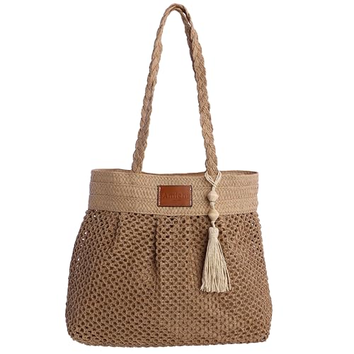AMICHI | Bolso shopper mujer | Bolso mujer de rafia diseño artesanal para verano, Almería