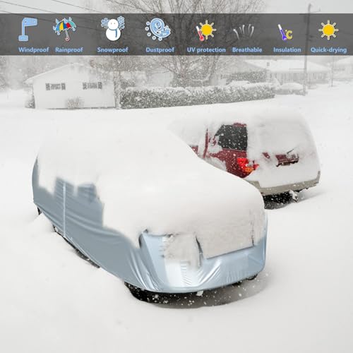 Image of Tecoom Light Shell SUV Cover Waterproof UV-Proof Windproof, All Weather Indoor Outdoor with Zipper Design, Fit 206-215 Inches Full-Size SUV