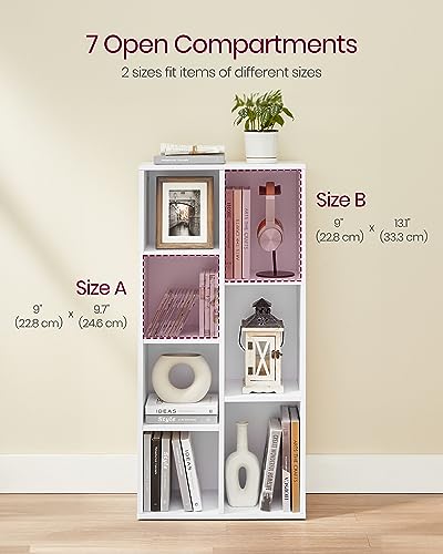 Vasagle ULBC27WT Bookcase, Bookshelf With 7 Compartments, Freestanding Shelves And Cube Organizer, For Display In Living Room, Bedroom, And Home Office, White Ulbc27Wt thumb #8