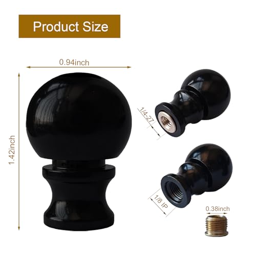 Image of Black Lamp Finials 2 Pack, 1 /4-27 Thread | Rust-resistant, U-shaped, fits 1 /8IP, includes 2 harps + 2 finials + 2 Uno fitters + 2 adapters, for table /floor lamp DIY