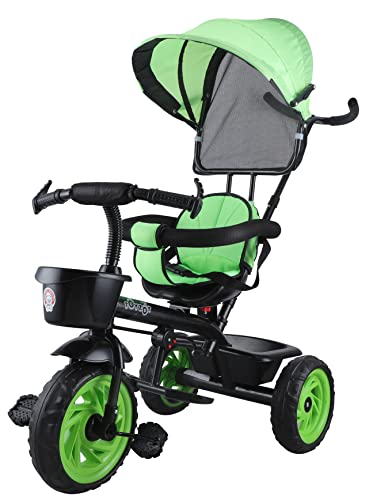 Image of JoyRide Stroller Tricycle| Baby Trike|Tricycle with Canopy and Parental Adjust Push Handle for Kids|Boys|Girls Age Group 1.5 to 5 Years (Green)