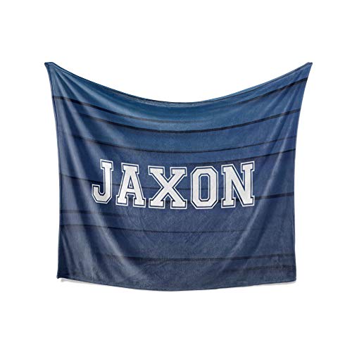 Jaxon Blanket - Personalized Plush Fleece Blue Throw with Name, Custom Soft Cozy Warm Blanket, Customized Birthday, Holiday Present Idea, 50x60 Inches