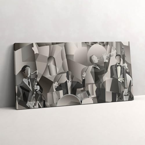 Orchestre de figures géométriques Wallfluent : grand tableau 100x50cm pour habiller un mur vide