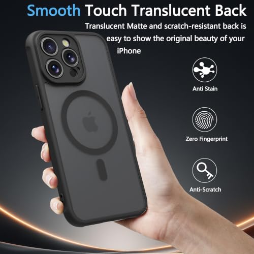 Image of for iPhone 15 pro Case [Compatible with Magsafe]Translucent Matte Phone Cover, [10 FT Military Grade Drop Protection] Slim Durable Shockproof Protective Bumper (Black Magnetic, iPhone 15 pro)