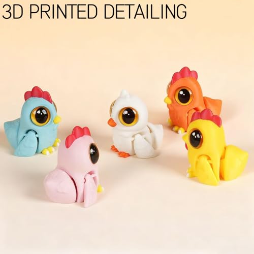 5 imanes decorativos articulados 3D de pollito para refrigerador miniatura 4