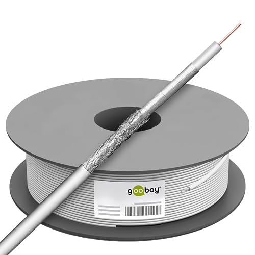 Goobay 27528 100 dB Coax- Antenna Cable, 2X Shielded, CCS, 100m Length, White, 100 Meters