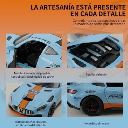Image of Happy Hues Die-Cast Metal Toy Car 1:32 Scale - Premium Racing Model with Opening Doors & Durable Alloy Body, Best Collectible Gift for Kids (Blue)