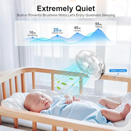 Ventilador portátil recargable con luces LED y pinza de sujeción estable 7