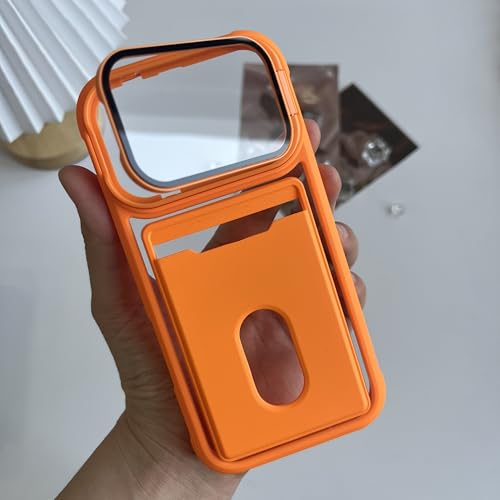 RNOZX For iPhone17 Pro Max�p�����J�[�h�z���_�[�t���E�H���b�g�^�t�H�g�|�P�b�g�t���X�}�z�P�[�X �K���X�����Y�u���P�b�g�J�o�[�iFor iPhone17 Pro Max�p/�I�����W�j
