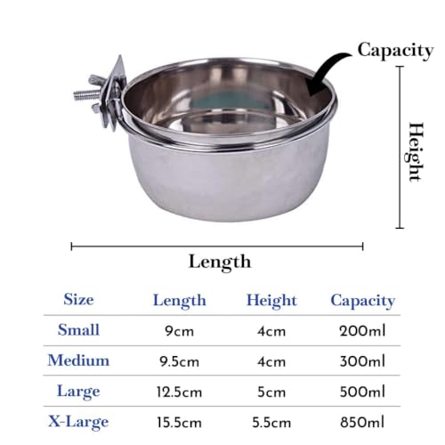 Image of Pets Empire Best Stainless Steel Birds Coop Cup Feeder Bowl (500 ML Pack of 2, Clamp)