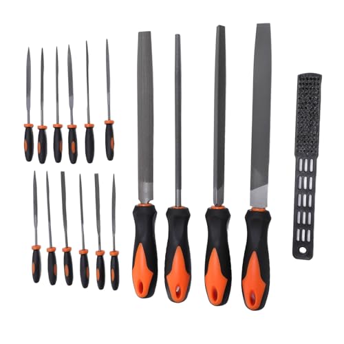 17 Pcs File Tool Set with Carry Case, Metal Files Half Round Triangle Round Flat and Needle Files Brush Carbon Steel Hand Files for Metalworking Woodworking