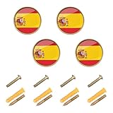 GuoChe 4 tiradores y pomos de cocina con bandera de España para puerta y cajón de 32 mm