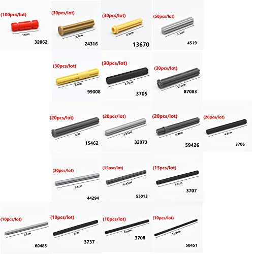 Image of Technical Pieces and Parts Axles Compatible with All Major Brands Building Block Bricks MOC Parts Cross Axles Set DIY Accessories (470 Pcs )