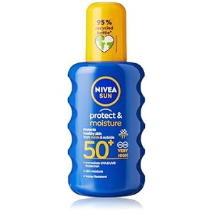 NIVEA SUN Protect & Moisture Sun Spray SPF 50+ (200ml), Moisturising Suncream Spray with SPF 50+, Advanced Sunscreen Providing Immediate, Effective UVA + UVB Protection