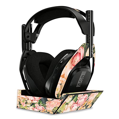 Image of MightySkins Glossy Glitter Skin Compatible with Astro A50 Wireless Headphones + Base Station (Gen 4) - Faded Roses | Protective, Durable High-Gloss Glitter Finish | Easy to Apply | Made in The USA