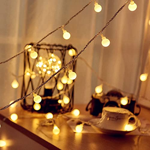 Image of Desidiya 16 Snowball LED Curtain String Window Lights Indoor /Outdoor Decoration for Diwali, Christmas, Wedding, Party, Home, Patio Lawn with Corded Electric Plug Supply (Warm White - Pack of 1)