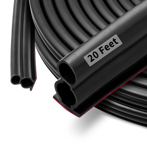 Image of 20 Feet Rubber Door Weather Stripping Door Seal Large Gap, Self-Adhesive Extra Thick D-Shape Door Seal Strip for Door Frame Door Insulation Strip, Easy Cut to Size(Black), ‎‎FKBGDB20FT