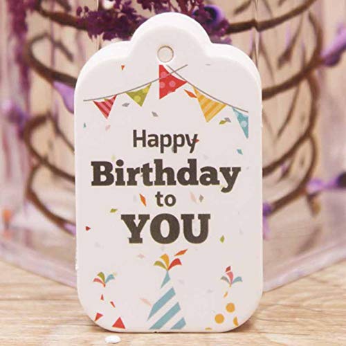 Clement Beck ample 100 Creative Birthday Gifts Small Tag Cards Color Printed Happy Birthday Labels(None HAPPY BIRTHDAY TO YOU)