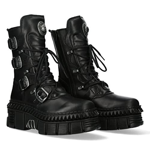 New Rock WALL373-S6 Mens Black Leather Platform Goth Punk Boots2