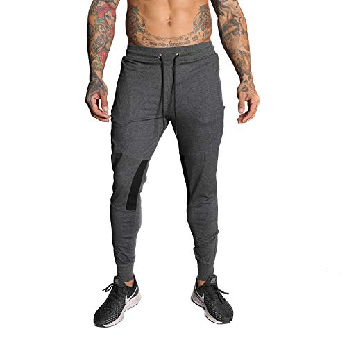 MAIKANONG Mens Tapered Joggers Basic Casual Gym Athletic Workout Bodybuilding Sweatpants Outdoor Nite Running Pants Dark Grey