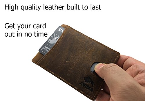 AVIMA Mens Slim Front Pocket Leather Wallet ID Window Card Case RFID Blocking2