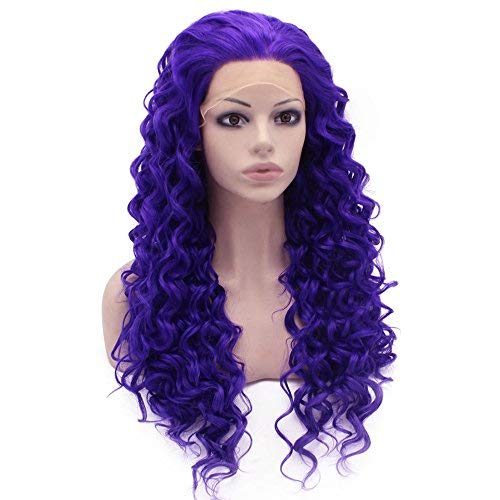 Purple Curly Lace Front Synthetic Hair Purple Wig Celebrity Natural Stylish Wig Curly At Mxangel